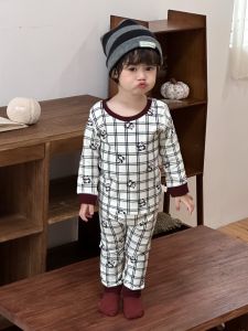 2025 Autumn and winter Korean-style childrens clothing boys and girls autumn and winter home pajamas for babies A Clothing and homewear sets