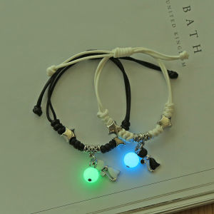 2Pcs Luminous Adjustable Bracelet Couple Bracelet Best Friends Bracelet Glow in the Dark Jewelry