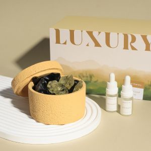 【Local Ready Stock】Luxury Crystal Stone Aroma Diffuser Set |Cement Jar |Flameless Essential Oil |Home Fragrance Gift Box| Home Deco| Come With 10mlx2 Essential Oils|