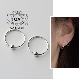 Khuyên tai bạc 925 bi tròn vòng khoen mũi môi bông nam nữ S925 MINIMAL QA SILVER Earrings EA190910