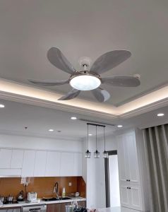 Quạt Trần Đèn KS-911C Quạt Trần 6 Cánh Lá Nhựa Cao Cấp 6 Cấp Độ Gió 3 Chế Độ Đèn [Động cơ DC inverter-100% lõi đồng]