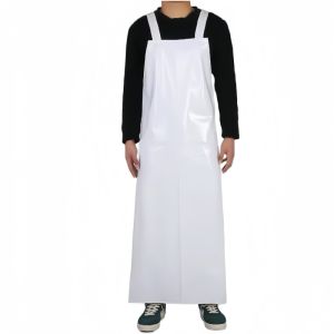 PVC Waterproof Apron White Shoulder Strap Oil Resistant Acid And Alkali Resistant Food And Seafood Specific Apron