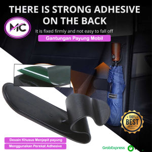 Gantungan Payung Tempel Mobil Material PP + Double Sided Tape Braket Pemasangan Kait Penggantung Serbaguna Holder Pegangan Payung Mobil Tembok Dinding Rumah Umbrella Hook Holder Multifungsi