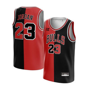 Jersey MJ Chicago Bulls #23 SPLIT BLACK RED HITAM MERAH - Swingman Bola Basket NBA Baju Kaos T-Shirt Tshirt Atasan Costum Kostum Custom