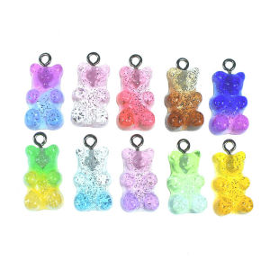 HAO CHENG Flat Back For Earrings Necklace Making 2311mm Cartoon Charms DIY Decoration Jewelry Findings Gummy Bear Pendant
