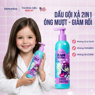 Dầu Gội Xả 2In1 Bimunica Fantomiki 250ml - Cho Bé Gái Từ 3 Tuổi Không Cay Mắt Làm Sạch/Mềm Tóc