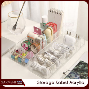 Organiser Laci Meja 8 Sekat Bening Akrilik Penyimpan Stationary Drawer Serbaguna