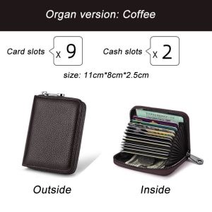 RFID Leather Card Holder Wallet Multi-Function Credit Card Id Card Holder Coin Purse Zipper Men Wallet Dompet Lelaki 钱包