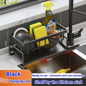 COHF Sponge Holder sink kitchen organizer Aluminum/Stainless Steel Sink Drainer Rack Kitchen Organizer Dishcloth Rack Bathroom Hanging