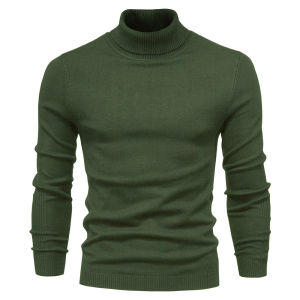 IELGY New Casual Mens Solid Color Pullover Turtleneck Mens Casual Knitwear