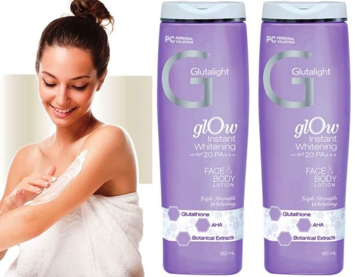 Glutalight Glow Instant Whitening Face & Body Lotion with SPF 20 (set