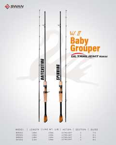 JORAN CARBON SOLID UL SWAN BABY VOL II GROUPER PANJANG 198CM - 210CM ACTION 2-6LBS GAGANG JAPAN STYLE BAHAN BUSA MOTIF KAYU