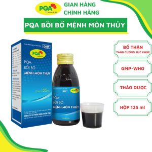 PQA Mệnh Môn Thủy siro chai 125ml là dược phẩm thảo dược hỗ trợ bồi bổ thận âm hỗ trợ mạnh gân cốt hỗ trợ tăng cường sức khỏe