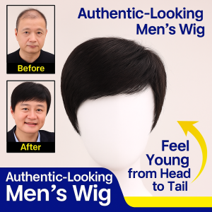 100% Authentic Realistic Full Head Wig for Middle-Aged Men Natural Short Hair Wig