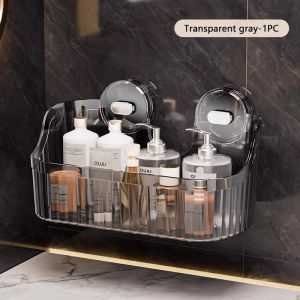 Punch-Free  Bathroom Suction Cups Shower Shelves Wall Mounted Storage Rack Draining Basket Holder