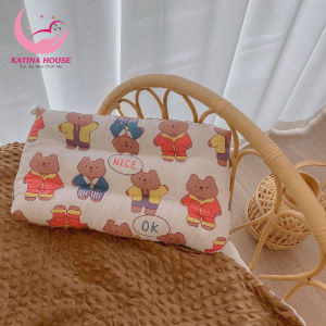 Gối cho bé bông gòn êm mềm Katina House 30x50cm vải cotton phối nhung thoáng khí thấm hút tốt
