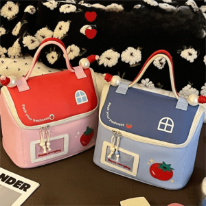FLEURS Waterproof House Shape Cosmetic Bag Large Capacity Portable Cosmetics Organizer Adorable Partition Travel Wash Pack Travel