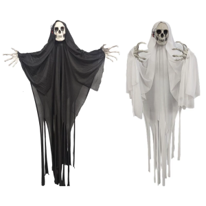 Halloweens Spirit Doll Decorations Eye Catching Skull Head Shape Ornament Terrifying Festives Embellishment for Outdoor