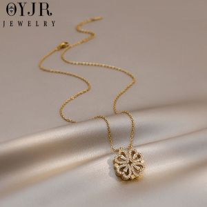 Vòng cổ nữ cỏ 4 lá biến hình titan nguyên chất không gỉ phong cách ins hàn quốc thanh lịch OYJR