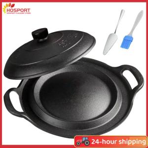 【HOSPORT】11 Inch Cast Iron Skillet with Dual Assist Handles Frying Pan with Lid Chefs Pan for Cooking Baking Frying