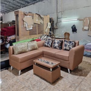 KUALITAS TOP!!! Sofa L Putus Retro / Sofa Minimalis Kaki Kayu