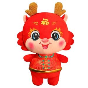 Plush Mascots Doll Zodiac Dragon Toy Stuffed Animal Cuddle Toy Lucky Bag Doll Chinese New Year Gift Head Rising Mascots