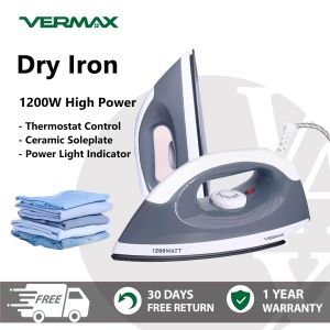 Vermax Flat Iron Teflon Soleplate 1200W Clothes Iron Non Stick High Temperature Dry Iron Fast heat