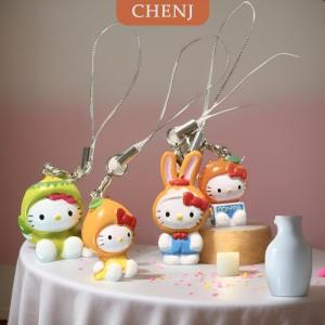[COD] CHENJ Kawaii Strawberry Hello Kitty Keychain Fashion Harajuku Girl Bag Pendant Decoration Mobile Phone Chain Holiday Gift