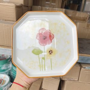 Bộ Bát Đĩa Gốm Sứ Decor Bát Ăn Cơm Bát Ăn Chè Chén Dĩa Dễ Thương Bộ Bát Đĩa Hoa Cát Tường Xinh Yêu Dễ Thương