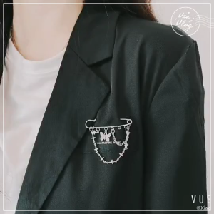 Metal Brooch Pin Lapel Stick Pin Suit Tie Brooch Butterflies Cross Hanging Chain for Women Men Accessory