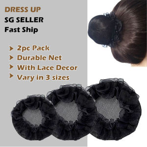 [SG | Durable in 3 Sizes] 2pc Pack Reusable Hair Bun Net for Nurse Dance Office Outfit women girls hair string net bag accessories headdress professional up-do nurses stewardess