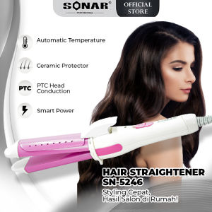 Sonar Sn-5246 two in one shape SN-5246 Catokan Pengeriting Rambut Curly Plat Besar