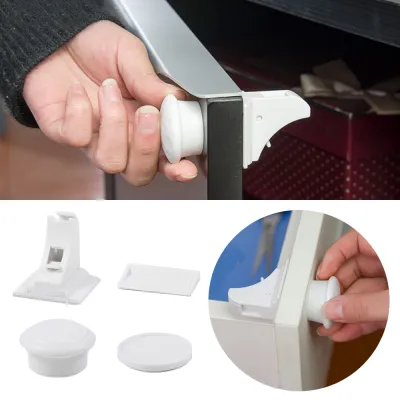 1 Set Magnetic Child Safety Lock Limiter Children Protection Baby Safety Lock Invisible Lock Kids Security Drawer Latch Cabinet Door
