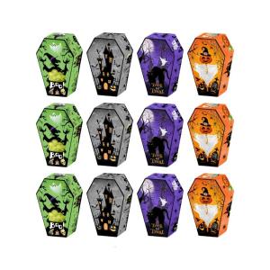 12Pcs Halloween Tombstone Gift Boxes 250GSM Cardstock 16x6x5CM Holiday Packaging Boxes for Seasonal Party Decoration
