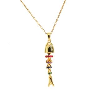 Moving Fish Pendant Necklace With Multicolor Finish Trendy Adjustable Length Neckchain For Casual Formal Occasions