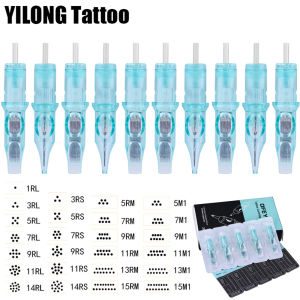 20Pcs Blue Ink Integrated Needle Disposable Tattoo Needle Professional Tattoo Artist Eyebrow Hair Tattoo Needle