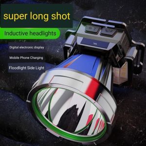 SENTER KEPALA LED T136 - SUPER TERANG - 6 MODE CAHAYA - SENSOR - BISA PB - MULTIFUNSI - INDIKATOR DIGITAL - TYPE-C