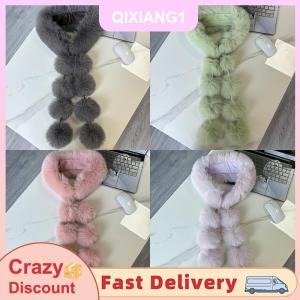 【SHZTGM】 Long Faux Fox Fur Scarf Women Winter Warm Soft Furry Scarves Casual Lady Outdoor Neck Warmer Collar