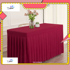 4/6/8Ft Folding Table Skirting Rectangular Conference Table Cloth Cover Hotel Banquet Wedding Party Hiaskan Alas Meja Cloth Cover Tablecloth