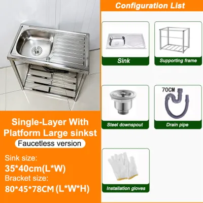 🏅Newly upgraded round tube 🏅2/3Layer 80*45*78cm Stainless steel kitchen sink cabinet with storage shelf and placement board. Large space for items High Quality Kitchen Essentials Vegetable basin