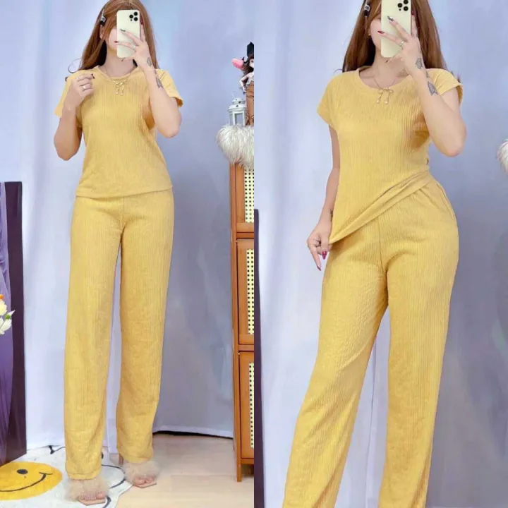 D&C%20Plain%20Basic%20Round%20Neck%20Top%20Continues%20Terno%20Pants%20Coords%20Set%20Trendy%20Women%20Casual%20-%20Image%205