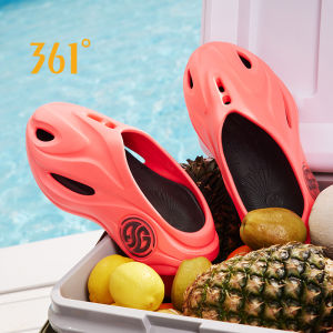 361 Degrees รองเท้าแตะสำหรับผู้ชายรองเท้าใส่ในน้ำไม่มีรองเท้าเล่นกีฬา2รองเท้าแบบมีรูระบายกันลื่น672431102F รองเท้าแตะรัดส้นชายใหม่