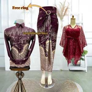 Couple Kemeja Batik Pria Rok Lilit Dan Outer Pita / Couple Kemeja Lengan Panjang batik terbaru 2024 motif kekinian