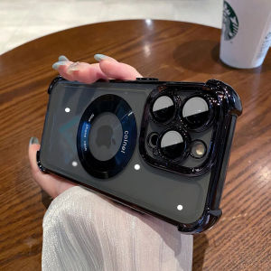 🇹🇭iCase 🔥สินค้าขายด🔥เคส ไอโฟน 13 หรูหราชุบสำหรับ Magsafe กรณีที่ชัดเจนสำหรับ iPhone 16 15 13 12 11 14 Pro Max กันกระแทกกันชน.ส่งจากไทย24ชม