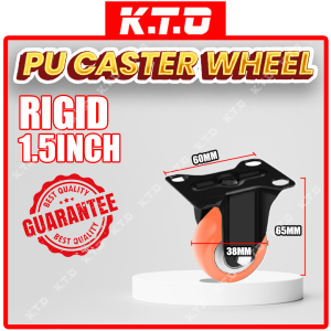 1 Pcs Heavy Duty PU Caster Wheel Swivel Rigid Brake Castor Roller Wheel Trolley 1.5 Inch 2 Inch Roda Perabot