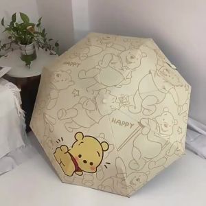 【 ร่ม 】 หมีพูห์การ์ตูนสีเหลืองร่มกันแดดเด็กอัตโนมัติร่มกันแดดร่มกันแดดกันแดดป้องกันรังสียูวีหวาน