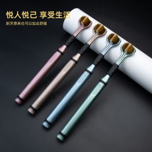 นักเรียนโตการติดตั้งด้านที่สามแปรงสีฟันขนอ่อนระดับไฮเอนด์สำหรับบ้าน360ครอบครัวเคลือบลิ้นด้วยที่ทำความสะอาดซอกฟัน