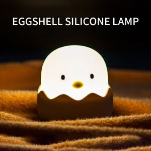 USB Touch LED Rechargeable Dimmable Cartoon Night Light Warm Light Brightness Adjustment Creative Eggshell Bedroom Ambient Light