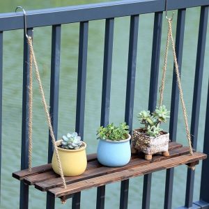 Balcony Railing Wall Wall-mounted Flower Rack Indoor Living Room Hanging Storage Board Courtyard Garden Wall Decorative Wood Board