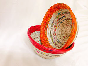 ECO STORY™ 2 Set of Paper-woven Round-Top Tray Basket